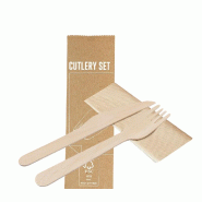 20x Set de Couverts Écologiques 3 pièces avec Serviette - 5600847154222
