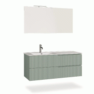 AQA Design Composition de salle de bain en MDF avec baignoire à gauche en 4 pièces VENERE vert sauge L.121 P.46,5 H.190 MPVE42-SAL - vert Bois manuf