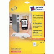 AVERY 500 étiquettes pour codes QR, format 45 x 45mm (compatibles L JE Cop) (25 feuilles A4 / cdt) - 4004182052747