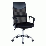 Chaise Bureau COSTWAY, Ergonomique, Hauteur Réglable avec Bascule, Tissu Mesh, Pivotante avec Dossier Haut et Accoudoirs - noir métal ON32111PW