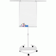 CHEVALET DE CONFÉRENCE SUR ROULETTES RÉGLABLE EN HAUTEUR 60 X 90 CM 2 BRAS EXTENSIBLES MAGNÉTIQUE EFFAÇABLE INCLUANT AIMANTS PAPIERS ÉPONGE PAPERBOARD TABLEAU MAGNÉTIQUE BLANC 01_0000173