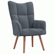 Décoshop26 - Fauteuil lounge chaise de canapé design moderne en velours gris foncé coutures décoratives DEC026701 - gris 3000255966127