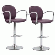 Décoshop26 - Lot de 2 tabourets de bar avec accoudoirs en PVC couleur pourpre et acier DEC029573 - 3000257442292