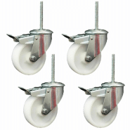 Roulette lourde à trou de boulon avec fixation par boulon, roulette freinée - jeu de 4 freins Roulette lourde à trou de boulon avec fixation par boulon, roulette freinée - jeu de 4 freins