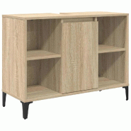 Helloshop26 - Armoire d'évier rustique avec étagère 80 x 33 x 60 cm grand espace de stockage salle de bain en bois d'ingénierie 02_0052711 - Bois