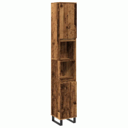 Helloshop26 - Armoire de salle de bain classique rangement 30 x 30 x 190 cm design élégant ambiance cosy en bois vieux bois 02_0051082 - Bois massif