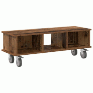 Helloshop26 - Meuble TV rectangulaire avec espace de rangement moderne 100 x 35 x 35 cm en bois d'ingénierie bois ancien 02_0054737 - Bois massif 300