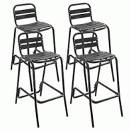 Oviala Business Lot de 4 chaises haute en aluminium noir - noir aluminium 112470 Oviala Business Lot de 4 chaises haute en aluminium noir - noir aluminium 112470