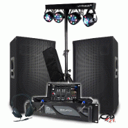 Pack Sono BM SONIC : Amplificateur 2000W, Paire d'Enceintes Passives 2x700W, Table de Mixage, Portique 8 Lumières Xperformer - 3666638037275