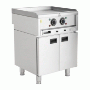 Plancha électrique PRO 2 zones chauffantes, sur meuble support 2 portes battantes SÉRIE 600, 4500 W, 400 V - TRI