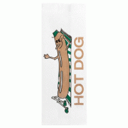 Sachet papier blanc ingraissable imprimé pour hot dog 7+5x18cm - par 500