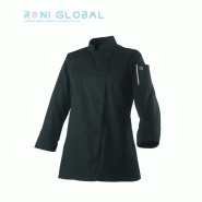 Veste de cuisine noire femme - manches longues, coupe slim, polyester et coton, 1 poche - UNERA ML ROBUR_0