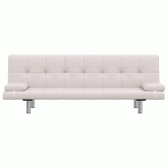 VidaXL Canapé-lit réglable avec deux oreillers Similicuir Blanc crème  Modèle Doriane - 241723
