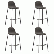 VidaXL Chaises De Bar Lot De 4 Gris Foncé Tissu - gris 281526_0
