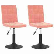 VidaXL Chaises pivotantes à manger lot de 2 rose velours Modèle Ambre Plus - 335746