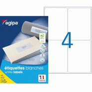 Apli 400 étiquettes blanches multi-usage, format 99,1 x 139 mm (100 feuilles A4 / cdt) - 3270241010428