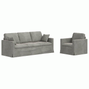 Canapé 2 pcs Gris clair 198 x 78 x 80 cm Velours Modèle Apex Panorama Pure - Matériau naturel 8721364374829