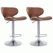 Décoshop26 - Lot de 2 tabourets de bar pivotant design moderne en PVC marron clair support en métal chromé 10_0004264 - marron 3000252014500 Décoshop26 - Lot de 2 tabourets de bar pivotant design moderne en PVC marron clair support en métal chromé 10_0004264 - marron 3000252014500
