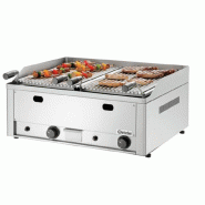Grill à pierres de lave à gaz 2 surfaces - Bartscher - 8 kW - Acier inoxydable - Grille réglable en hauteur Grill à pierres de lave à gaz 2 surfaces - Bartscher - 8 kW - Acier inoxydable - Grille réglable en hauteur