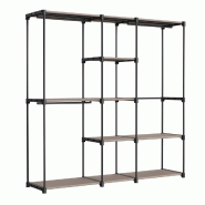 Helloshop26 - Armoire chambre porte-vêtements penderie 43 x 138 x 182 cm 3 compartiments de suspension avec étagères grande capacité 12_0003977 -