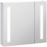 Helloshop26 - Armoire miroir murale salle de bain 70 x 15 x 65 cm 3 niveaux rangement éclairage led réglable contemporain en MDF 21_0001917 - Bois m