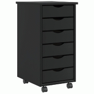 Helloshop26 - Armoire roulante avec tiroirs moderne 34 x 39 x 65,5 cm grande capacité organisation bureau en bois noir 02_0057652 - noir Bois massif