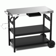 Helloshop26 - Desserte extérieure à roulettes 106 x 52 x 84 cm 3 étagères réglables accessoire pratique style moderne en métal noir 20_0021119 - Helloshop26 - Desserte extérieure à roulettes 106 x 52 x 84 cm 3 étagères réglables accessoire pratique style moderne en métal noir 20_0021119 -