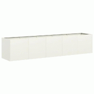 Helloshop26 - Jardinière rectangle design moderne extérieur 200 x 40 x 40 cm avec drainage efficace en acier laminé à froid blanc 02_0051472 - bla
