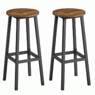 Helloshop26 - Tabourets de bar lot de 2 chaises siège haut cadre métallique montage facile hauteur 74 cm repose-pieds pour cuisine 12_0007751 - mét