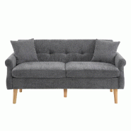 Merax canapé 2 places, tissu chenille, coussins moelleux, pieds en bois massif, 162 x 74 x 77 cm, Gris - gris multi-matériau N653P222638G Merax canapé 2 places, tissu chenille, coussins moelleux, pieds en bois massif, 162 x 74 x 77 cm, Gris - gris multi-matériau N653P222638G