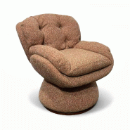 Now's Home - Fauteuil pivotant en tissu chiné brique 74x61x70cm gustave - 3256390254661