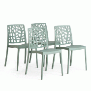RATTATAN Lot de 4 chaises empilables en polypropylène avec fibre de verre pour jardin ou intérieur, hydrofuges et résistantes, design moderne-TRIXY RATTATAN Lot de 4 chaises empilables en polypropylène avec fibre de verre pour jardin ou intérieur, hydrofuges et résistantes, design moderne-TRIXY