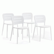 RATTATAN Set de 4 chaises en polypropylène empilables pour extérieur et jardin, bar et restaurant, structure robuste et légère – Dora – Blanc RATTATAN Set de 4 chaises en polypropylène empilables pour extérieur et jardin, bar et restaurant, structure robuste et légère – Dora – Blanc