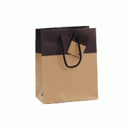 Sac luxe bicolore kraft /noir 18+10x22.7cm - par 10