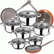 San Ignacio - Batterie de Cuisine Cassel 14/16/18/20/24cm en Acier Inoxydable avec Jeu de Poêles 18/22/26cm Optimum Plus en Aluminium Pressé - multi