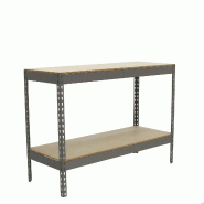 SimonRack Rayonnage industriel, 900x1500x450 mm, 400 kg au point de flexion, 2 étagères bois, rayonnage garage, Gris/Bois- Ecoforte - gris métal 84