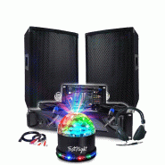 Sonorisation Animations DJ BM SONIC Ampli 1000W, Paire d'Enceintes Passives 2x300W, Table de Mixage, Casque DJ, Câbles et Micro - 3666638037435