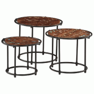 Tables gigognes 3 pcs bois massif de récupération Modèle Orion Nova - 358932