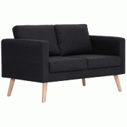 VidaXL Canapé à 2 places Tissu Noir Modèle Wallacea - 281359