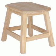WellHome - Grand tabouret OVAL en bois finition non vernie 36x29x30 cm - beige WH13379