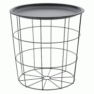 WellHome - Table d’appoint en métal noir Ø40x40 cm - métal WH14364