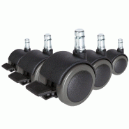5x Roulettes ROLO STOP pour sols durs avec frein de stationnement 10 mm / 50 mm hjh OFFICE - noir multi-matériau 619037