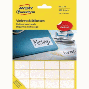 Avery Zweckform 960 étiquettes multi-usages blanches, format 29 x 18 mm (30 feuilles / cdt) - blanc 3319
