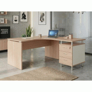 Bureau d?Angle en vague avec caisson 3 tiroirs