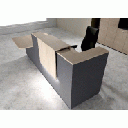 Comptoir d'accueil bi-colore avec PMR Delta et réhausse - Gauche, Non, Anthracite, 282, Acacia clair_0