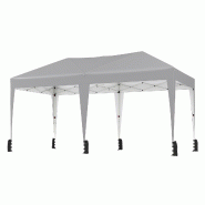 COSTWAY Pavillon 3x6m, pop-up, avec sac, roulettes et 6 sacs, UV 50+, réglable, gris. - gris métal ZB34784SD