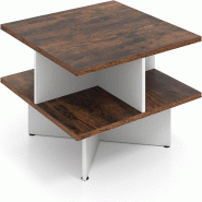 COSTWAY Table basse en bois, table de salon carrée avec 4 étagères, table latérale, table basse de style ferme - marron Bois manufacturé VH34847OR