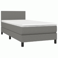 Décoshop26 - Cadre de lit LED avec sommier tête de lit matelas 100x200 cm tissu gris foncé TDL0208446 - gris 3001540647769