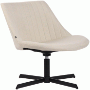 Décoshop26 - Chaise lounge design en tissu crème avec dossier à coutures verticales avec piètement étoile en métal 10_0008247 - beige métal 300