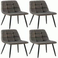 Décoshop26 - Lot de 4 chaises de salle à manger coutures forme carrées en tissu velours anthracite pieds en métal noir 10_0001798 - noir métal 30